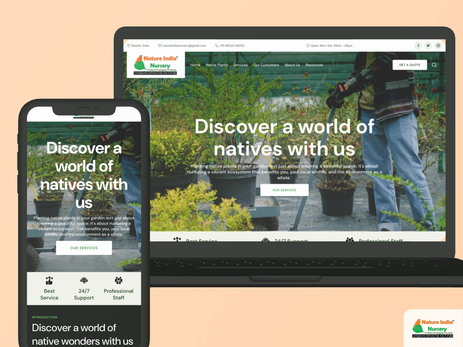 Nursery business website redesign with improved user experience and online inquiries